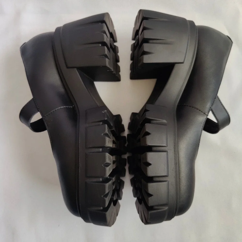 Altercore Margot Black Chunky Platform Mary Janes Lug Sole Vegan Alt Goth 37 / 7